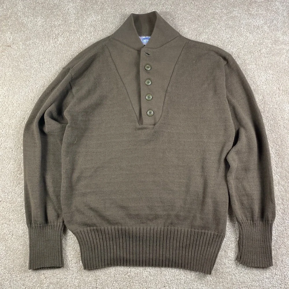 Garrison Collection Mens XL Olive Drab 5 Button Shawl Collar Military Sweater